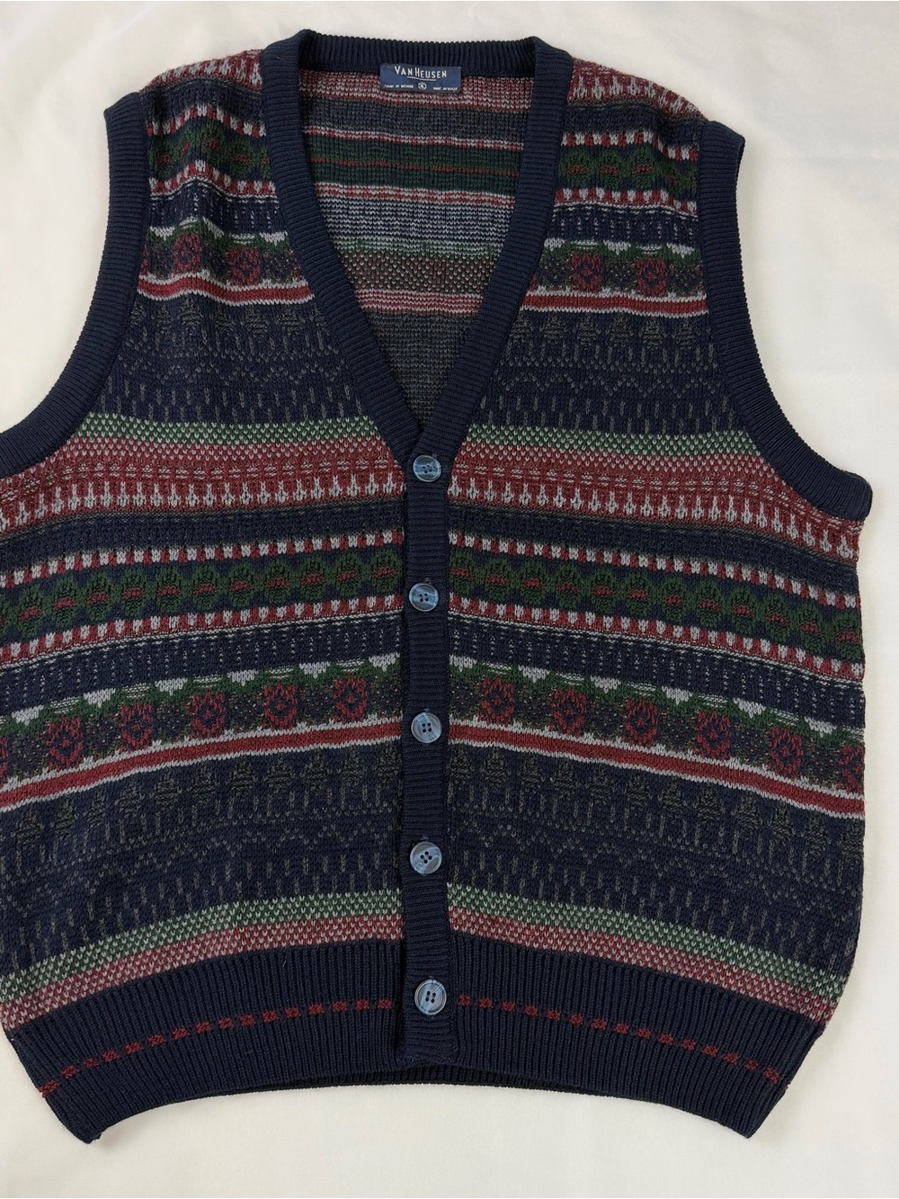 Van Heusen Vest XL Button front, Grandpa core, Vintage, Navy Blue